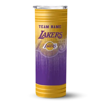 customized los angeles lakers swirl texture purple skinny tumbler best selling 1.webp