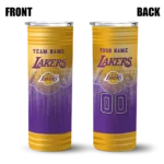 customized los angeles lakers swirl texture purple skinny tumbler best selling 1.webp
