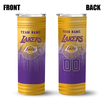 customized los angeles lakers swirl texture purple skinny tumbler fashion forward.webp