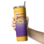 customized los angeles lakers swirl texture purple skinny tumbler best selling 1.webp