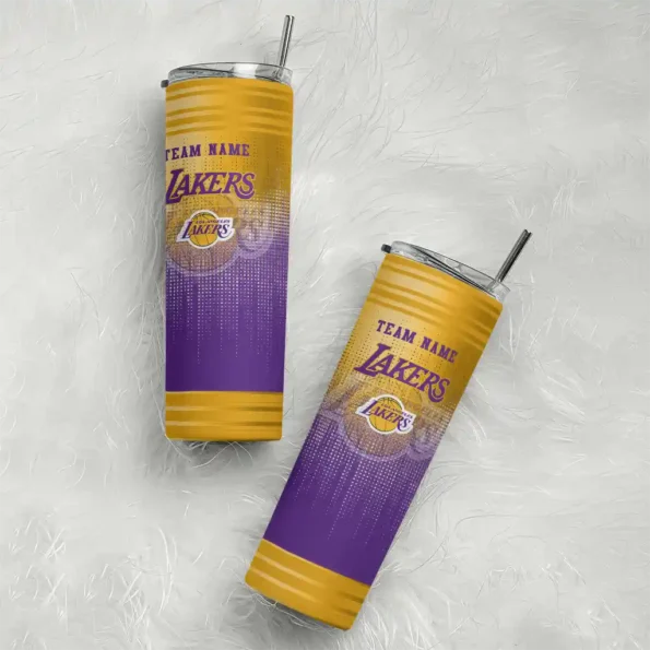 customized los angeles lakers swirl texture purple skinny tumbler top rated.webp