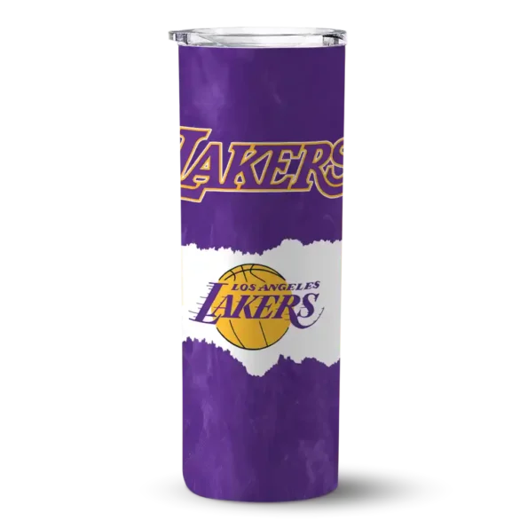 customized los angeles lakers torn band purple white skinny tumbler best selling 1.webp