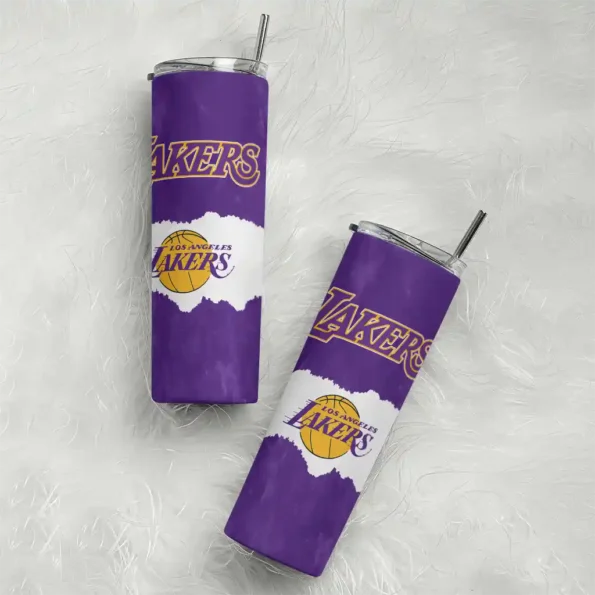 customized los angeles lakers torn band purple white skinny tumbler top rated.webp