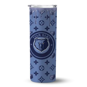 customized memphis grizzlies camo streak blue skinny tumbler best selling 1.webp