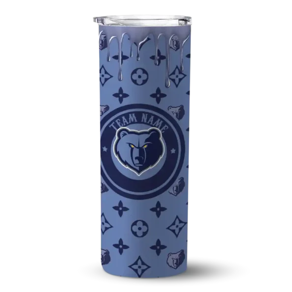 customized memphis grizzlies camo streak blue skinny tumbler best selling 1.webp