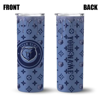customized memphis grizzlies camo streak blue skinny tumbler fashion forward.webp