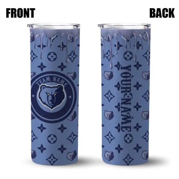 customized memphis grizzlies camo streak blue skinny tumbler fashion forward.webp