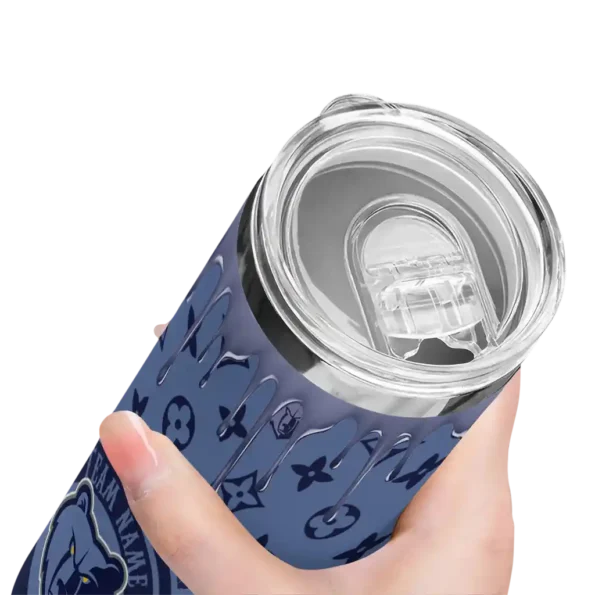 customized memphis grizzlies camo streak blue skinny tumbler high quality.webp