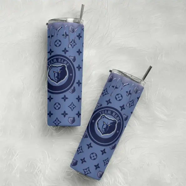 customized memphis grizzlies camo streak blue skinny tumbler top rated.webp