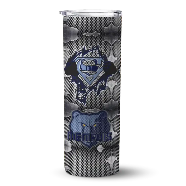 customized memphis grizzlies chevron v blue gray skinny tumbler best selling 1.webp