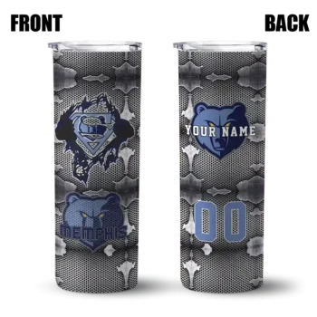 customized memphis grizzlies chevron v blue gray skinny tumbler fashion forward.webp