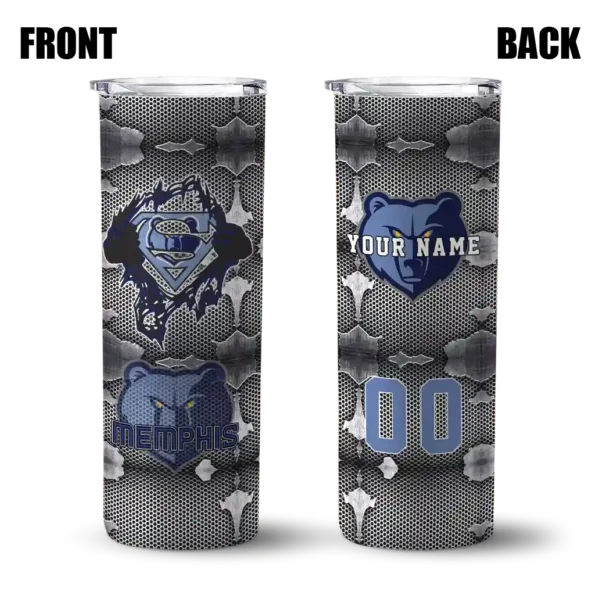 customized memphis grizzlies chevron v blue gray skinny tumbler fashion forward.webp