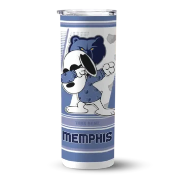 customized memphis grizzlies snoopy dog blue white skinny tumbler best selling 1.webp