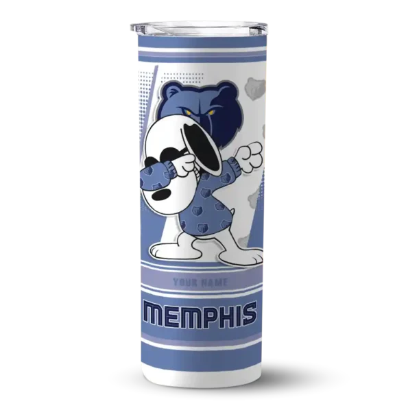 customized memphis grizzlies snoopy dog blue white skinny tumbler best selling 1.webp