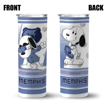 customized memphis grizzlies snoopy dog blue white skinny tumbler fashion forward.webp