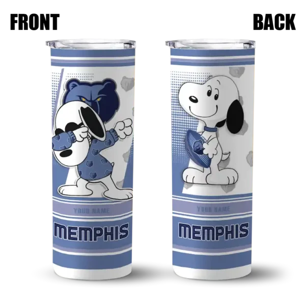 customized memphis grizzlies snoopy dog blue white skinny tumbler fashion forward.webp