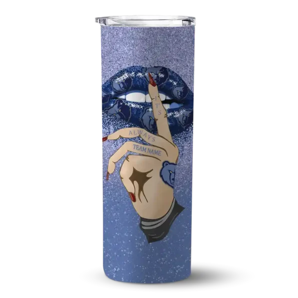 customized memphis grizzlies sparkle lips blue skinny tumbler best selling 1.webp