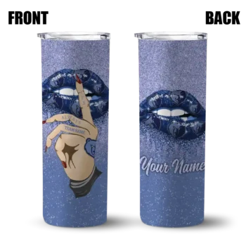 customized memphis grizzlies sparkle lips blue skinny tumbler fashion forward.webp