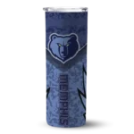 customized memphis grizzlies spiral burst print blue skinny tumbler best selling 1.webp