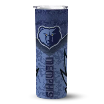 customized memphis grizzlies spiral burst print blue skinny tumbler best selling 1.webp