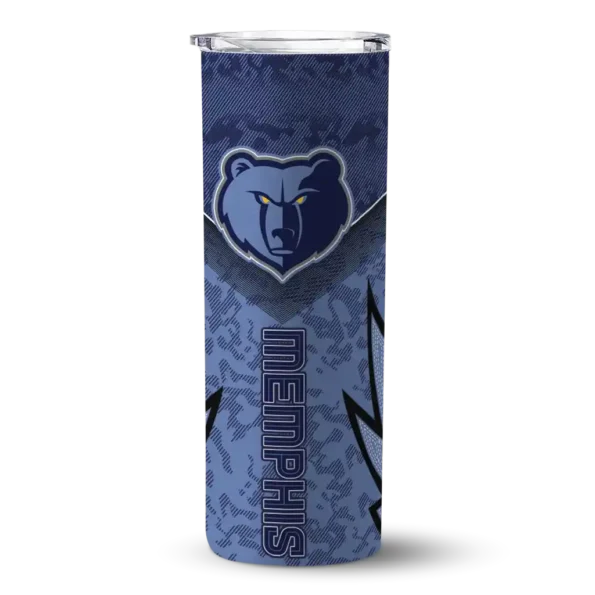customized memphis grizzlies spiral burst print blue skinny tumbler best selling 1.webp