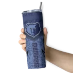 customized memphis grizzlies spiral burst print blue skinny tumbler best selling 1.webp
