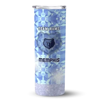 customized memphis grizzlies starburst tiles blue skinny tumbler best selling 1.webp