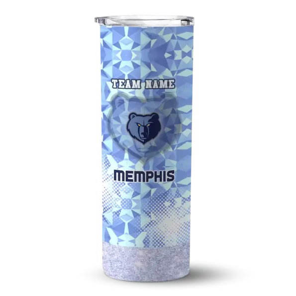 customized memphis grizzlies starburst tiles blue skinny tumbler best selling 1.webp