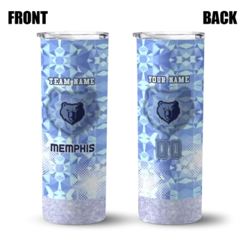 customized memphis grizzlies starburst tiles blue skinny tumbler fashion forward.webp