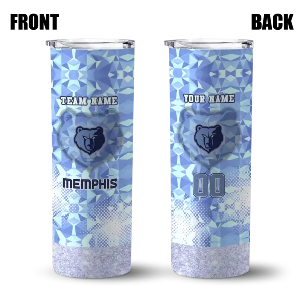 customized memphis grizzlies starburst tiles blue skinny tumbler fashion forward.webp