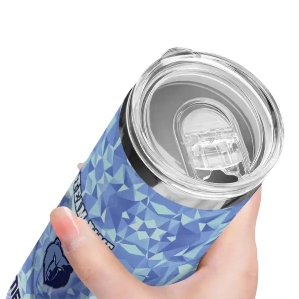 customized memphis grizzlies starburst tiles blue skinny tumbler high quality.webp