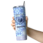 customized memphis grizzlies starburst tiles blue skinny tumbler best selling 1.webp
