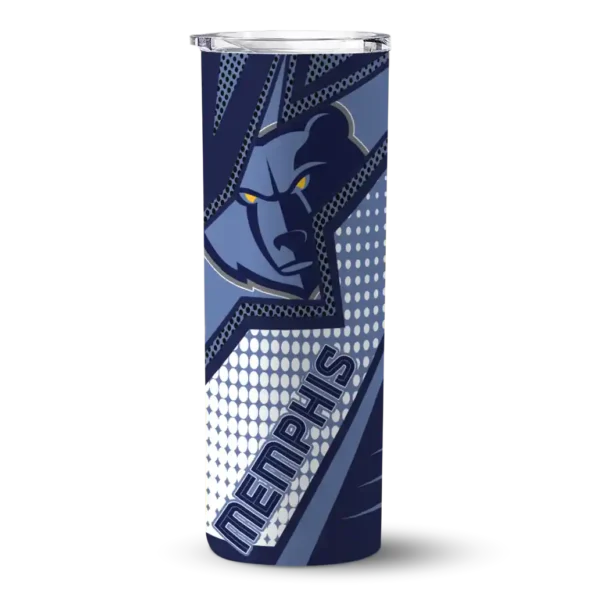 customized memphis grizzlies web stripes blue white skinny tumbler best selling 1.webp