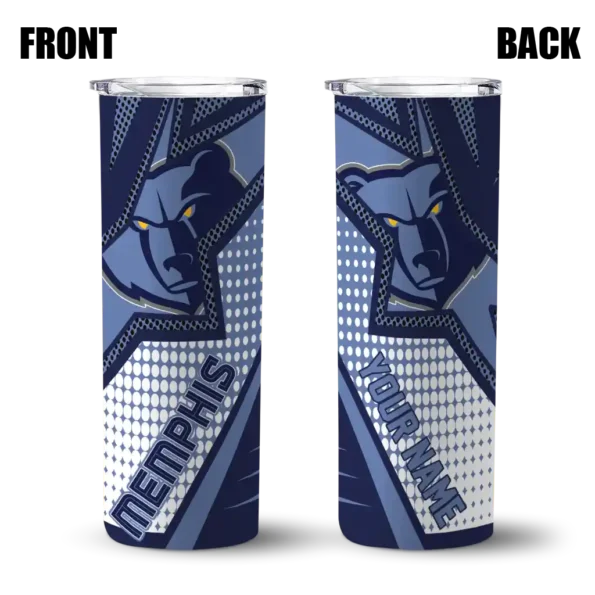 customized memphis grizzlies web stripes blue white skinny tumbler fashion forward.webp