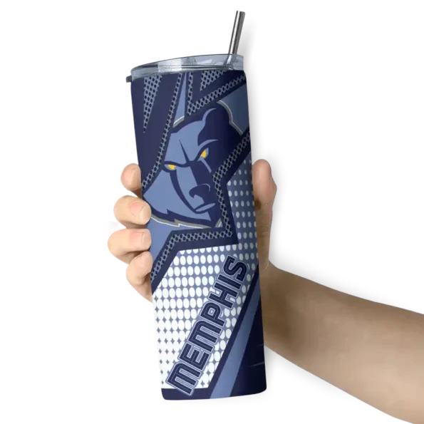 customized memphis grizzlies web stripes blue white skinny tumbler premium grade.webp