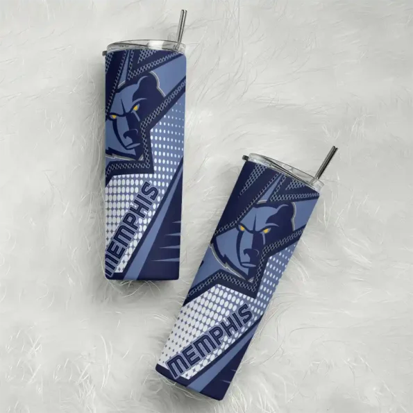 customized memphis grizzlies web stripes blue white skinny tumbler top rated.webp
