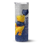 customized memphis grizzlies winnie the pooh blue gray skinny tumbler best selling 1.webp