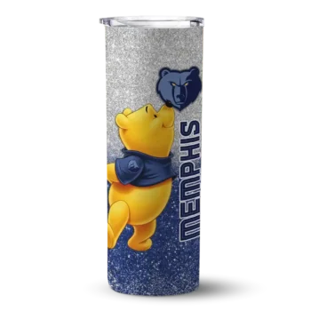 customized memphis grizzlies winnie the pooh blue gray skinny tumbler best selling 1.webp