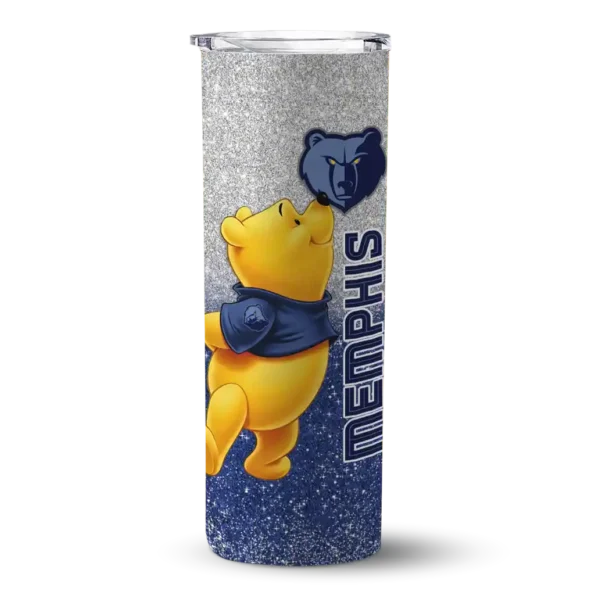 customized memphis grizzlies winnie the pooh blue gray skinny tumbler best selling 1.webp
