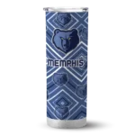 customized memphis grizzlies zipper leopard blue skinny tumbler best selling 1.webp