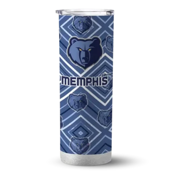customized memphis grizzlies zipper leopard blue skinny tumbler best selling 1.webp