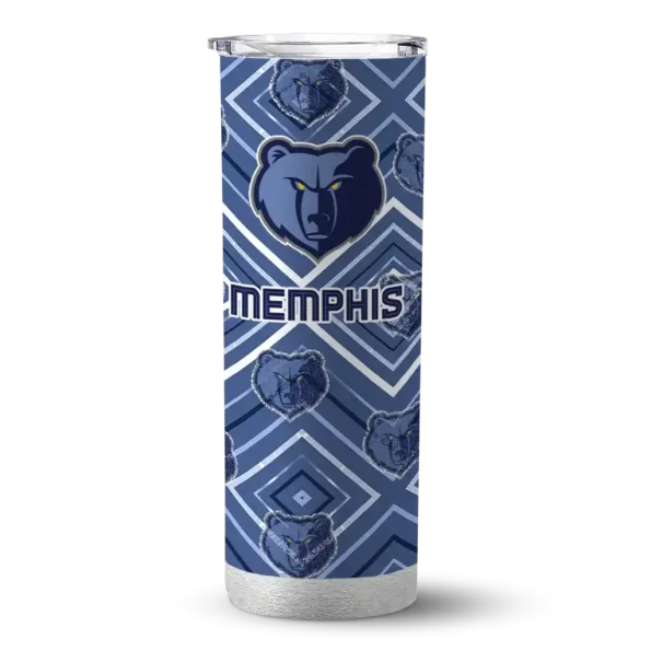 customized memphis grizzlies zipper leopard blue skinny tumbler best selling 1.webp