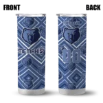 customized memphis grizzlies zipper leopard blue skinny tumbler best selling 1.webp