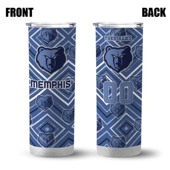 customized memphis grizzlies zipper leopard blue skinny tumbler fashion forward.webp