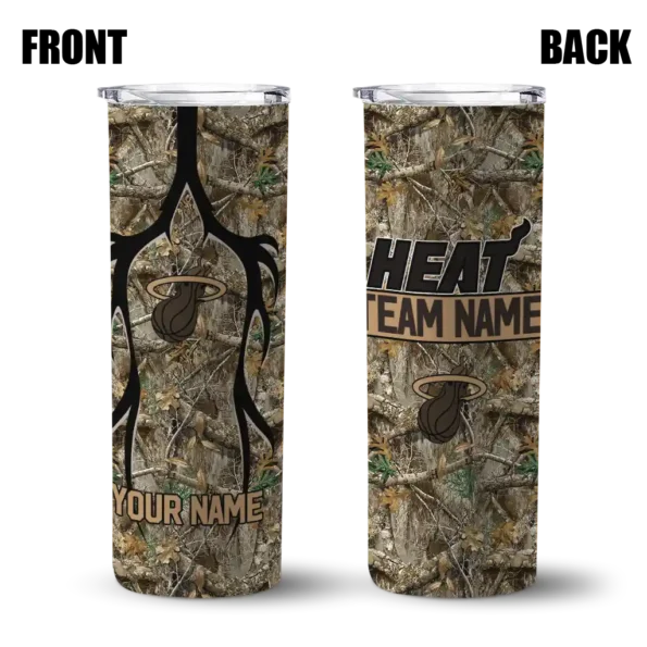 customized miami heat antler flow camo skinny tumbler fashion forward.webp
