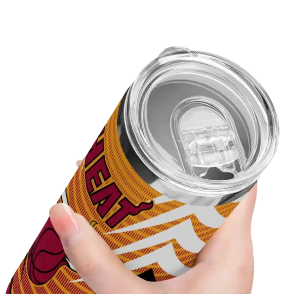 customized miami heat chevron stripes red skinny tumbler high quality.webp