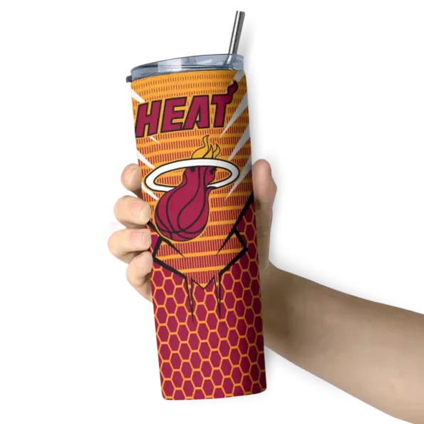 customized miami heat chevron stripes red skinny tumbler premium grade.webp