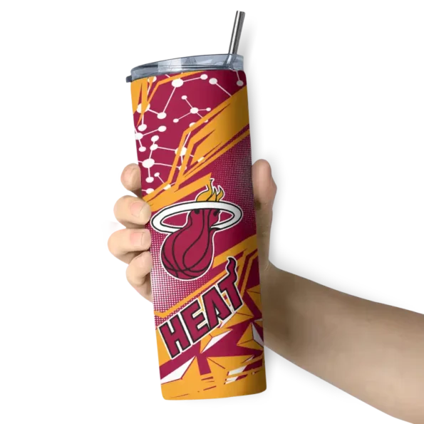 customized miami heat helmet clash red skinny tumbler premium grade.webp