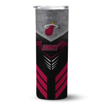 customized miami heat hexagon honeycomb red black skinny tumbler best selling 1.webp