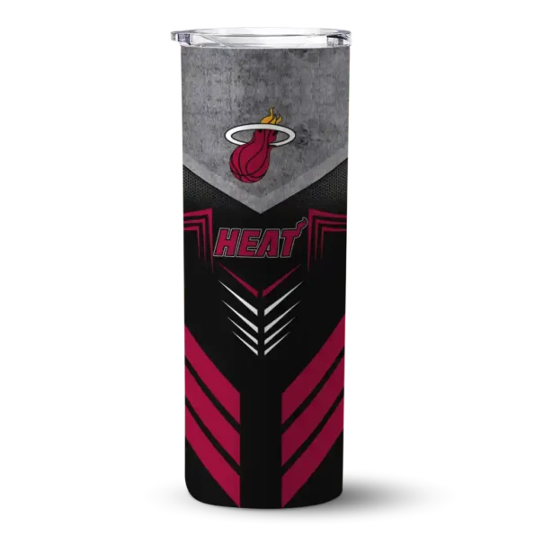 customized miami heat hexagon honeycomb red black skinny tumbler best selling 1.webp
